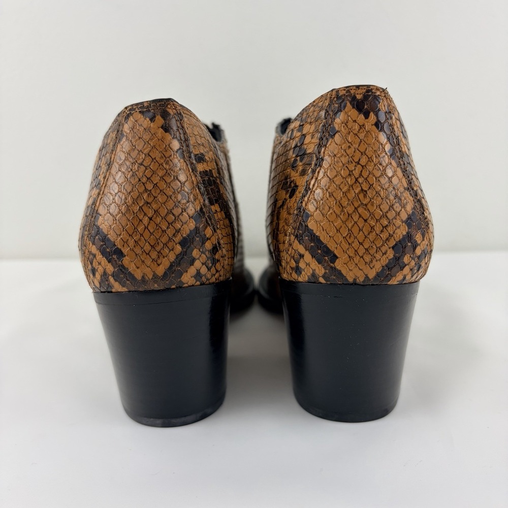 Coach Brown Snake Print Leather Ankle Booties Size 5 Western Chic - Picture 3 of 10